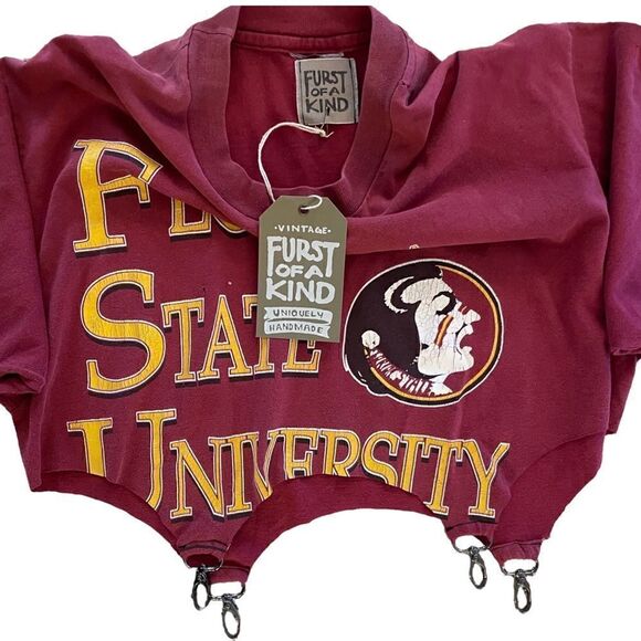 FURST OF A KIND Reworked VINTAGE Florida State University CLASP BOTTOM TEE - Picture 6 of 11